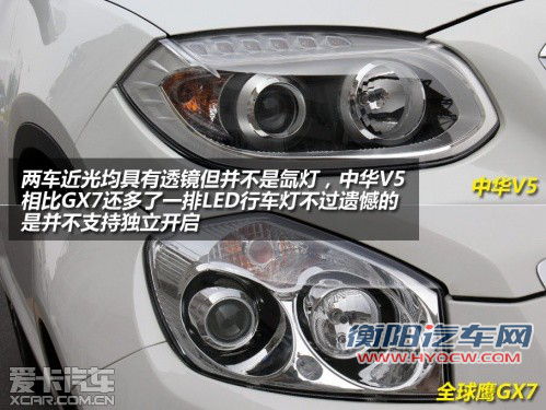 入围资格之争 中华V5全面对比全球鹰GX7 入围资格之争 中华V5全面对比全球鹰GX7