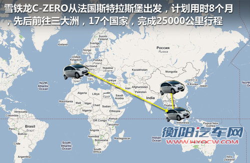雪铁龙C0纯电动车 经17个国家/到中国